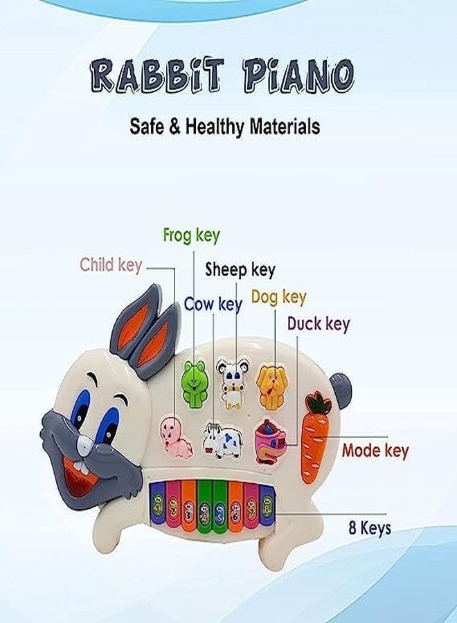 SPOCCO | Rabbit Piano Musical Toy Educational Learning Music Keyboard Toys for Kids Playset with Flashing Lights & 6 Animal Sounds & 8 Keys Fun Play Activity Birthday Gift for Boys Girls Toddlers - 94 - Image 5